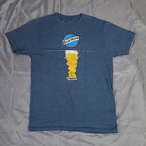 **4/$20 TEES**Blue Moon size Small men's navy heather draft beer under blue moon